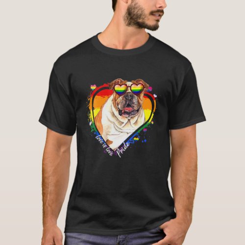 Cute Pitbull Rainbow Heart Gay Pride LGBT Dog T_Shirt