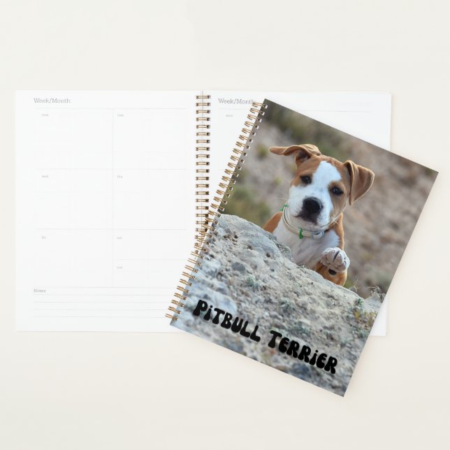 Cute Pitbull Terrier Puppy Calendar Planner (Display)