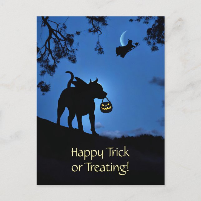 Cute Pitbull Vampire Costume Halloween Holiday Postcard (Front)