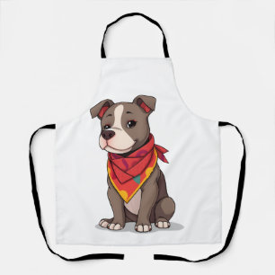 Cute Pitbull with Bandana Adorable Dog Lover Gif Apron