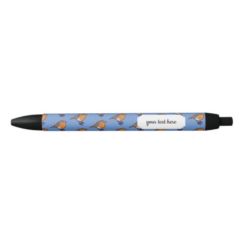 Cute Pixel Art European Robin Red Breast Pattern Black Ink Pen