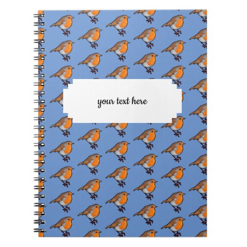 Cute Pixel Art European Robin Red Breast Pattern Notebook