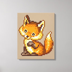 Cute Pixel Art Fox Canvas Print