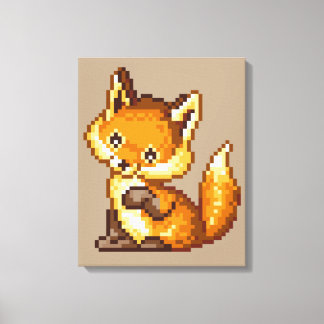 Cute Pixel Art Fox Canvas Print