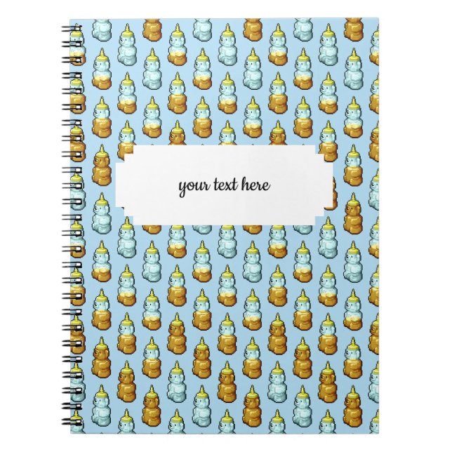Cute Pixel Art Honey Bear Bottles Pattern Notebook (Front)