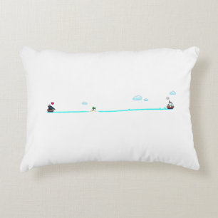Cute Pixel Art Pirate Ship Chase Merchant Ship Accent Pillow