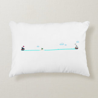 Cute Pixel Art Pirate Ship Chase Merchant Ship Accent Pillow