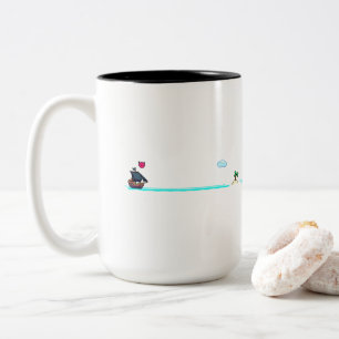 Cute Pixel Art Pirate Ship Chase Merchant Ship Two-Tone Coffee Mug