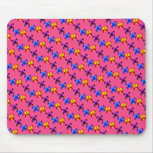 Cute Pixel Butterfly Pattern Hot Pink Background Mouse Pad