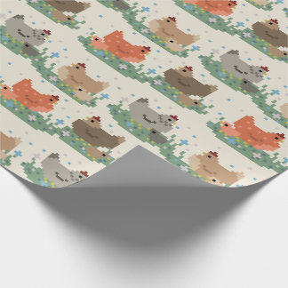 Cute Pixel Chickens Pattern Wrapping Paper