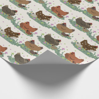 Cute Pixel Chickens Pattern Wrapping Paper