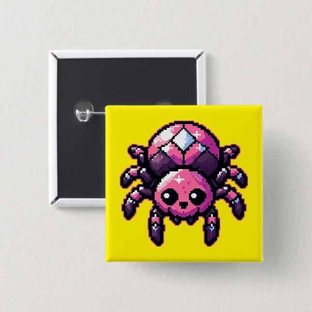 Cute Pixel Spider Button (Front & Back)