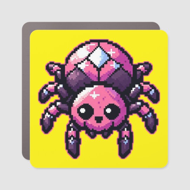 Cute Pixel Spider Car Magnet (Front)