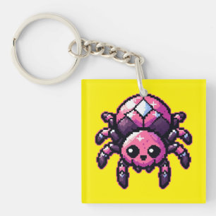 Cute Pixel Spider Keychain