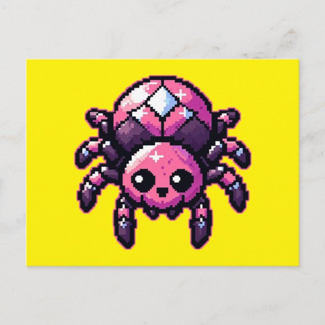 Cute Pixel Spider Postcard (Front)