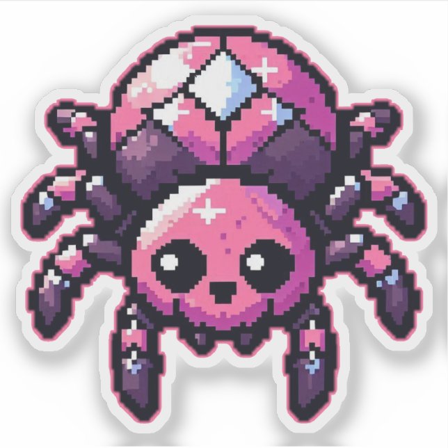 Cute Pixel Spider Sticker (Front)