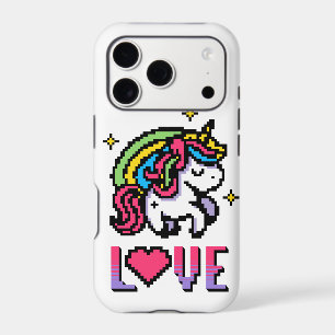 Cute Pixel Unicorn Love Retro Gaming iPhone 17 Pro Case