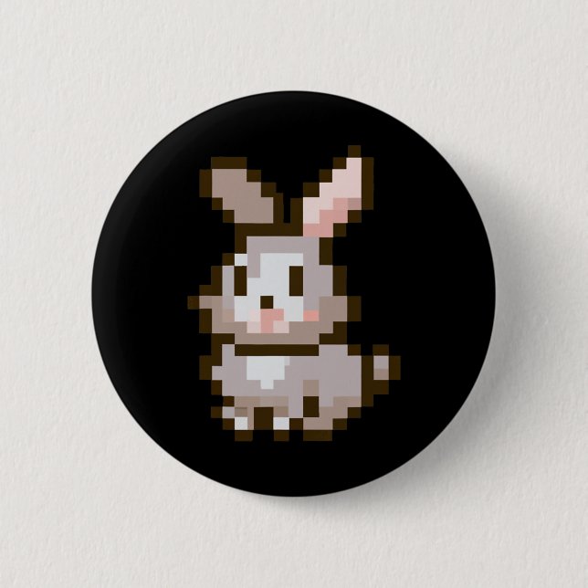 Cute Pixelated Easter Video Game Easter Bunny Gami Button (Front)