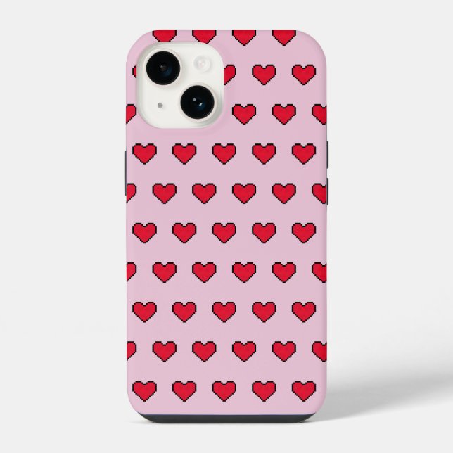 Cute pixelated heart shape iphone case (Back)