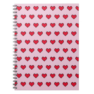 Cute pixelated heart shape notebook