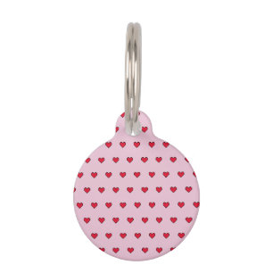 Cute pixelated heart shape  pet ID tag