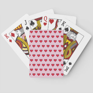 Cute pixelated heart shape poker cards