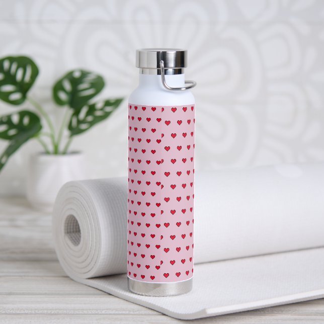 Cute pixelated heart shape  water bottle (Yoga)