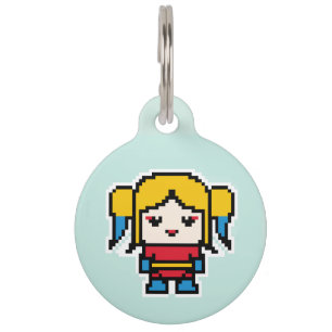 Cute pixeled bad girl pet ID tag