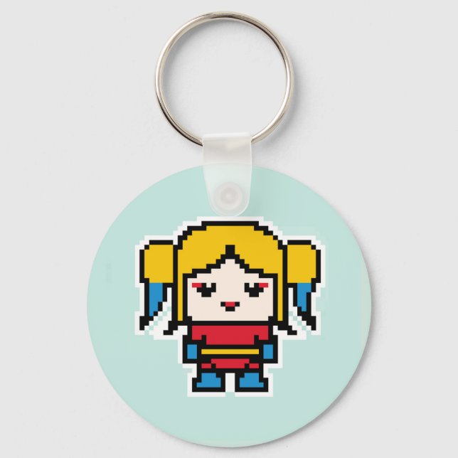 Cute pixeled bad girl throw pillow keychain (Front)