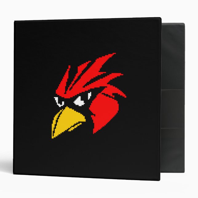 Cute pixeled bird face 3 ring binder (Front/Inside)