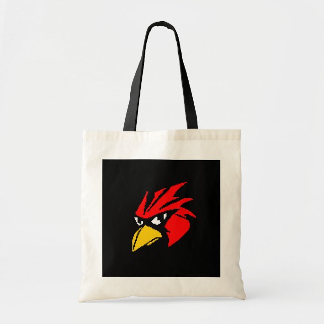 Cute pixeled bird face drawstring bag (Front)