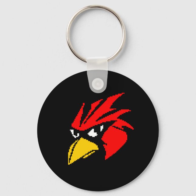 Cute pixeled bird face keychain (Front)