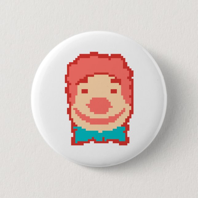 Cute pixeled clown face  button (Front)