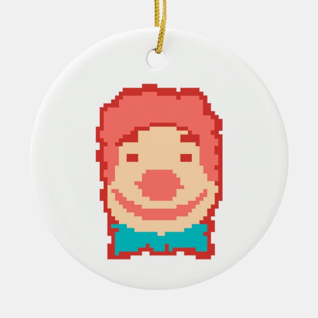 Cute pixeled clown face  ceramic ornament (Front)