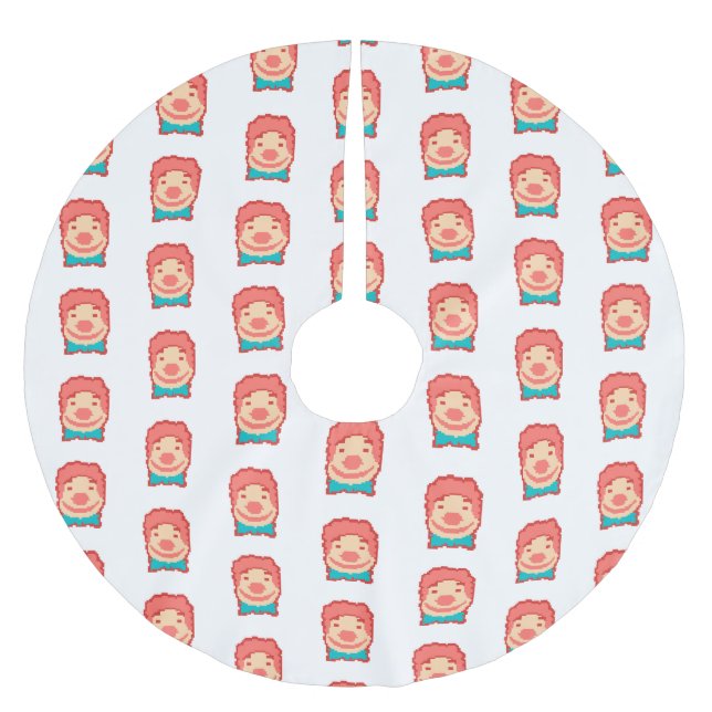 Cute pixeled clown face  throw pillow brushed polyester tree skirt (Front)