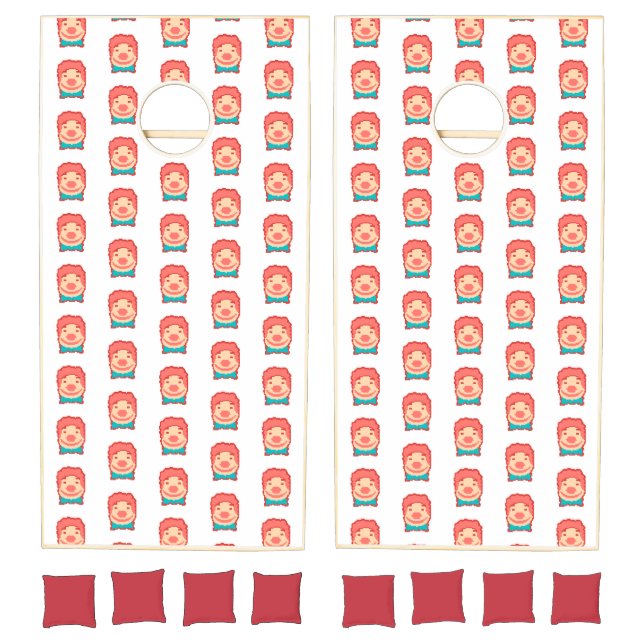 Cute pixeled clown face  throw pillow cornhole set (Set)