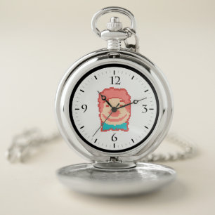Cute pixeled clown face  throw pillow pocket watch