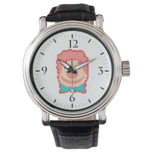 Cute pixeled clown face  throw pillow watch