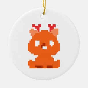 Cute pixeled deer baby playing cards drawstring ba ceramic ornament