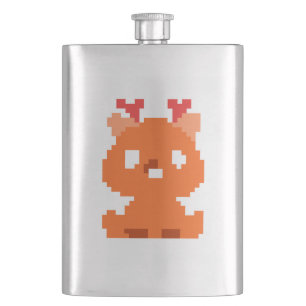 Cute pixeled deer baby playing cards watch flask