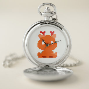 Cute pixeled deer baby pocket watch