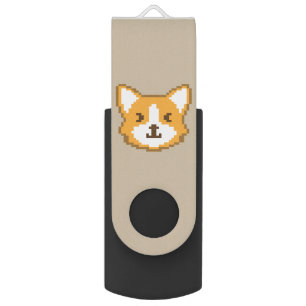 Cute pixeled dog face flash drive