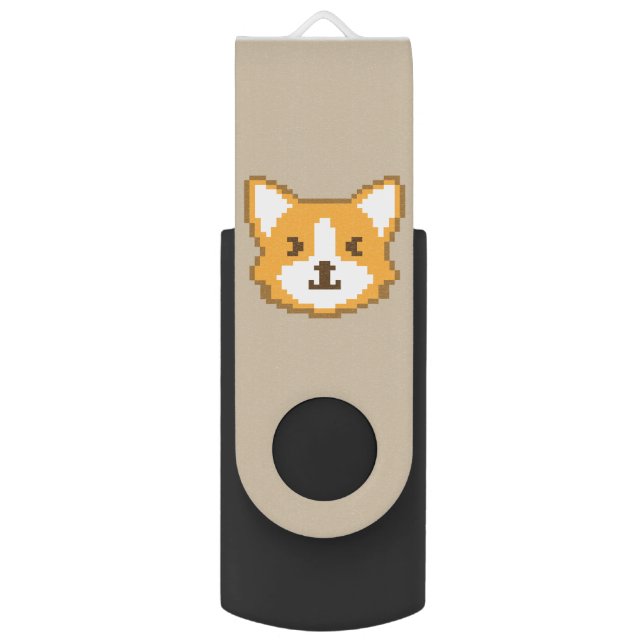 Cute pixeled dog face flash drive (Front Vertical)