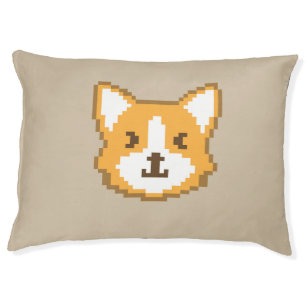 Cute pixeled dog face pet bed