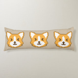 Cute pixeled dog face throw pillow