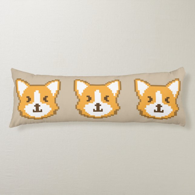Cute pixeled dog face throw pillow (Front)