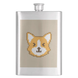 Cute pixeled dog face throw pillow flask