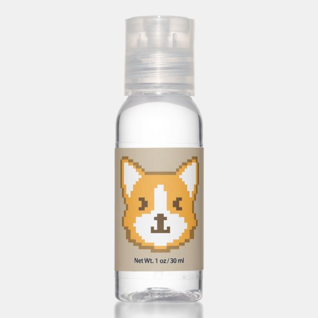 Cute pixeled dog face throw pillow hand sanitizer (Front)