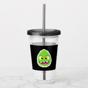 Cute  pixeled egg monster coffee mug drawstring ba acrylic tumbler