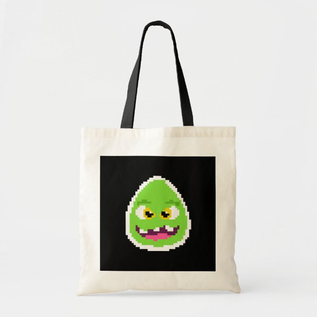 Cute  pixeled egg monster coffee mug tote bag (Front)